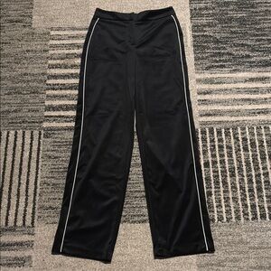 Black Track Pants with White Stripes